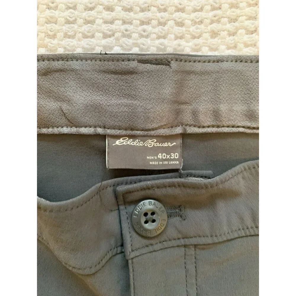 Eddie Bauer Tech Pants Mens 40x30 Grey‎ (actual 39X30) Stretch Hiking Outdoors